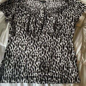 East 5th Black and White Animal Print Blouse